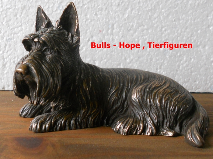 Scottish Terrier , liegend , Cold Cast Bronze
